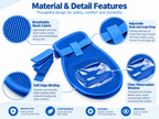 Adult protective care mitten material details with breathable mesh, soft edge binding, clear window and adjustable hook-and-loop strap