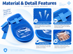 Children's protective care mitten material details with breathable mesh, soft edge binding, clear window and adjustable hook-and-loop strap
