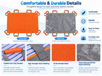 Multi-use patient transfer sling material details with padded handles, reinforced webbing, breathable mesh and waterproof backing