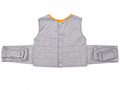 Patient positioning vest in gray with orange trim on a clean white background