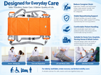 Portable patient transfer sling showing breathable front side and waterproof gray back side