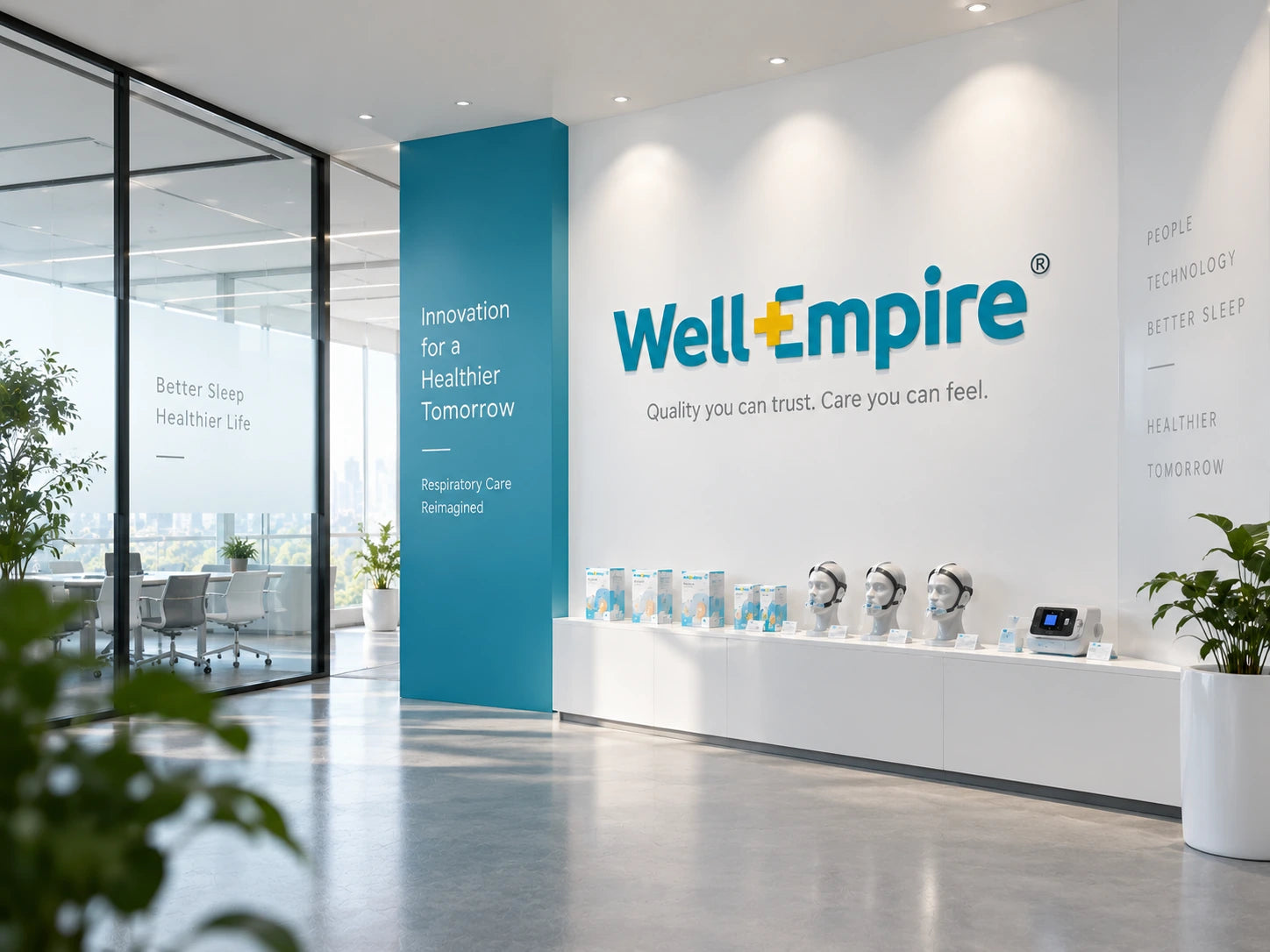 WellEmpire showroom and brand display at Zhongshan Xinwei Weaving Co., Ltd.